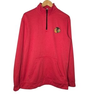 NHL Official Mens Chicago Blackhawks Hockey Quarter Zip Pullover Medium